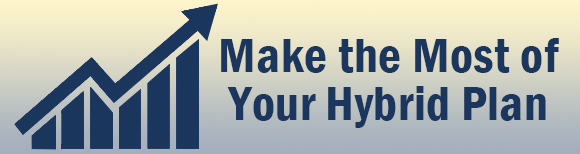 ट्रेंड लाइन के साथ बार ग्राफ आइकन बाएं से दाएं वृद्धि दिखा रहा है। आइकन के बगल में टेक्स्ट रीडिंग है, अपनी हाइब्रिड योजना का अधिकतम लाभ उठाएं